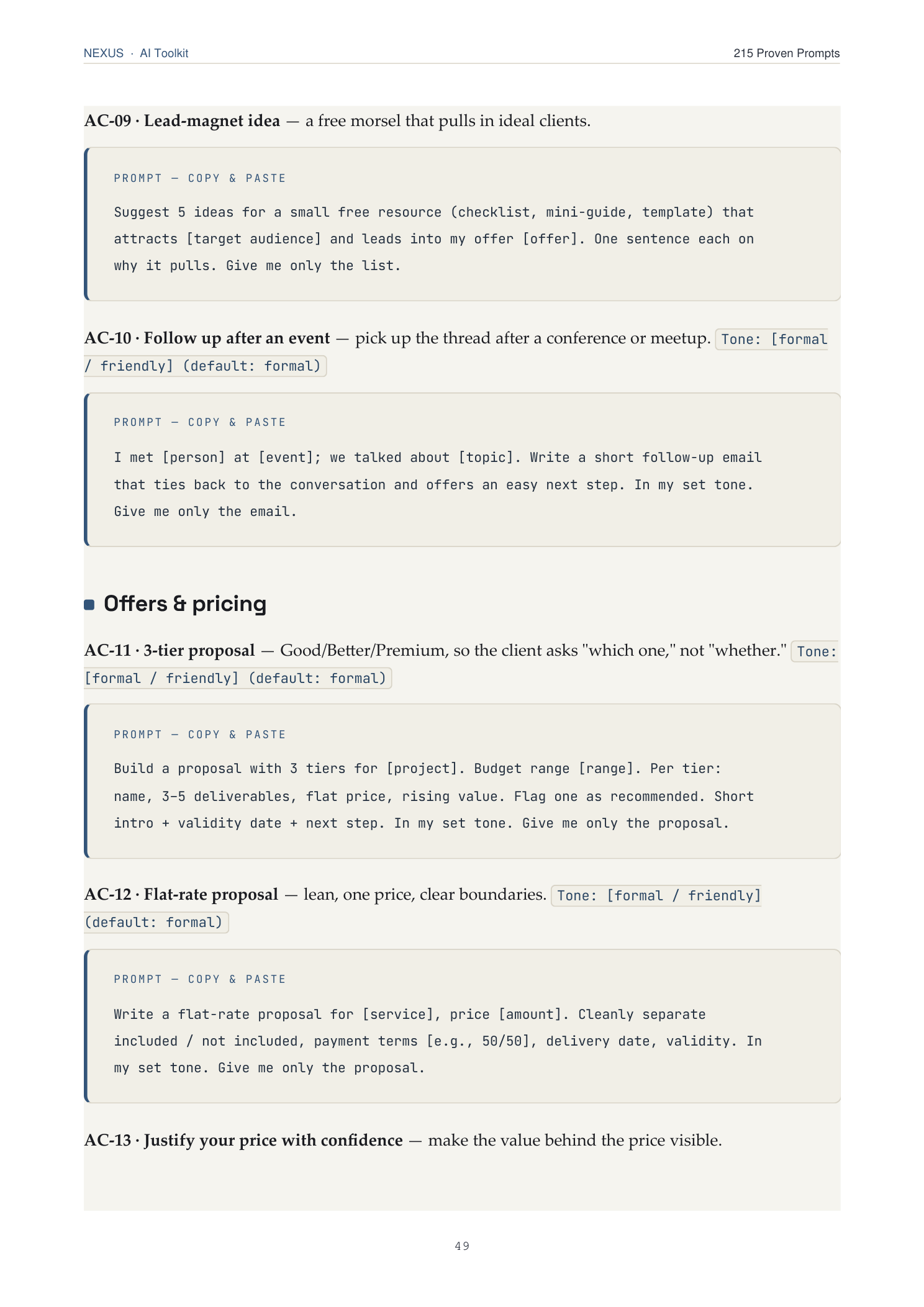 NEXUS Toolkit — Prompt library