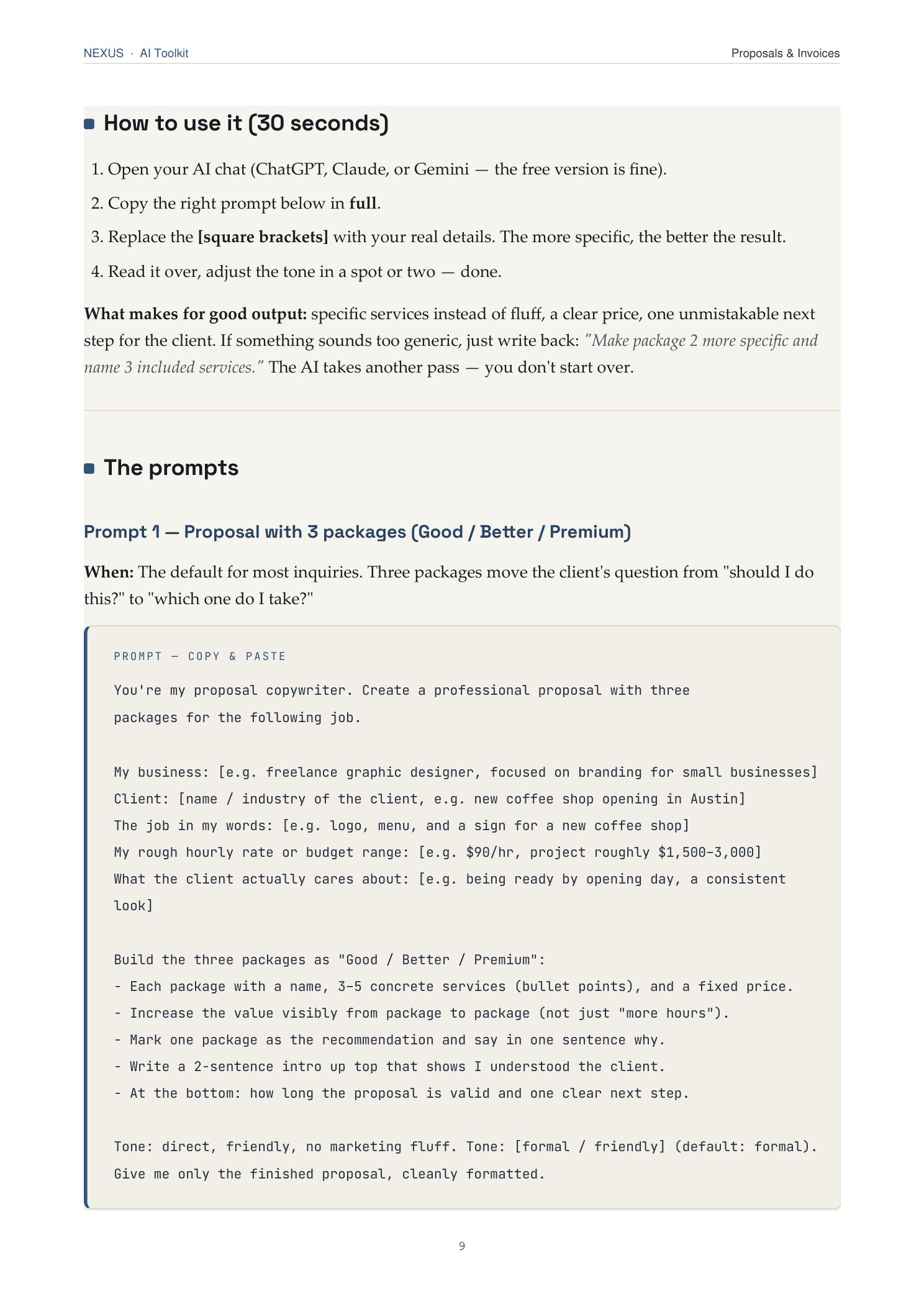 NEXUS Toolkit — Proposals — with prompts